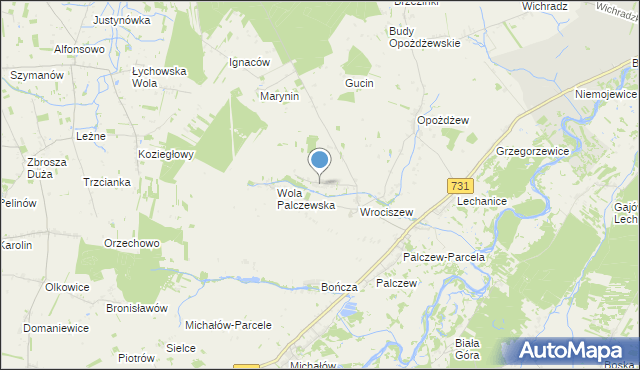 mapa Stare Biskupice, Stare Biskupice gmina Warka na mapie Targeo